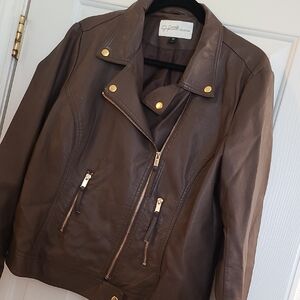 Jaclyn Smith Brown Jacket with Gold  Colored Hardware